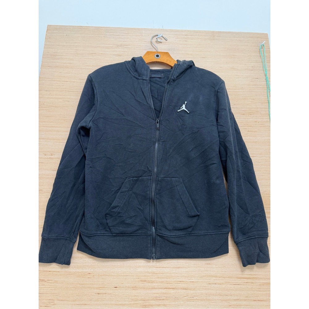 Jordan Boys Black Full Zip Jumpman Hoodie Size L 12-13Y 7329
